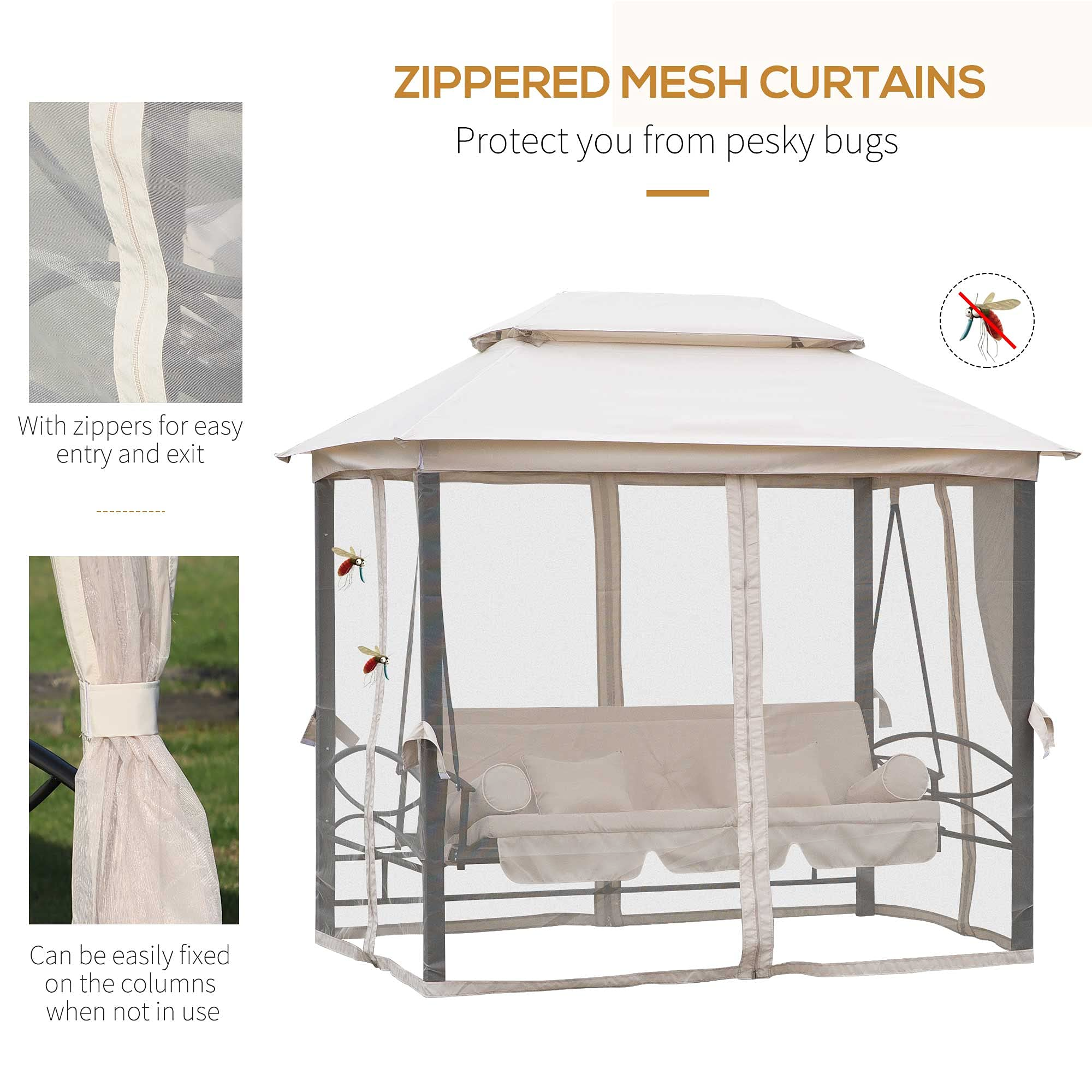 Gazebo Sofa Bed Swing Set Outdoor Terrace + Cushions