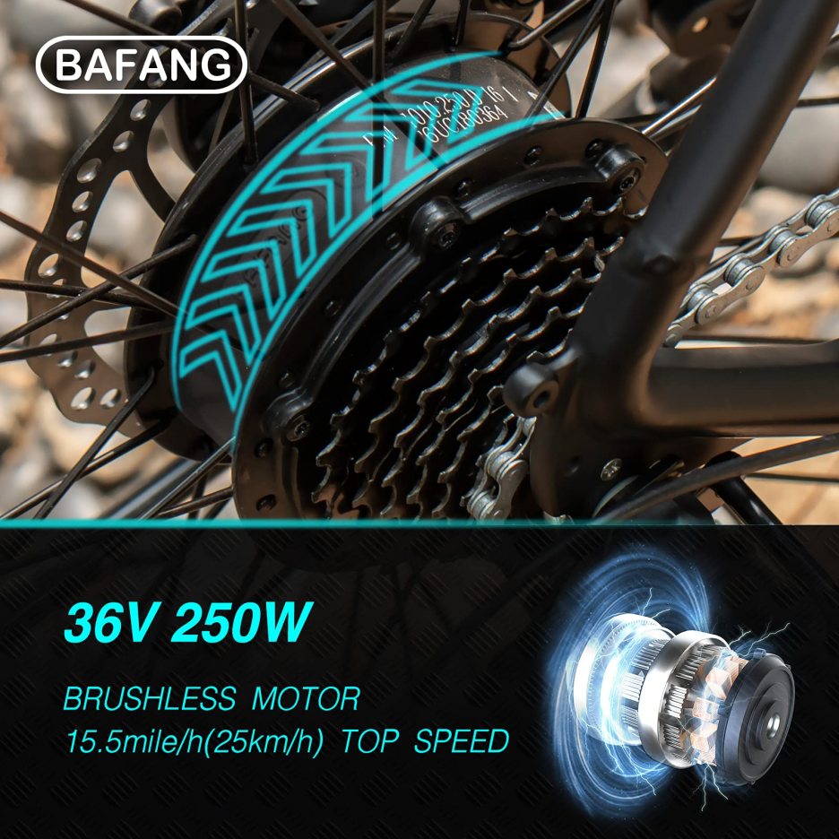 ESKUTE Electric City Bike 28”Electric Bicycle 250W with Removable Li-Ion Battery 36V 10A for Adults, Shimano 7 Speed Transmission Gears Double Disc Brake