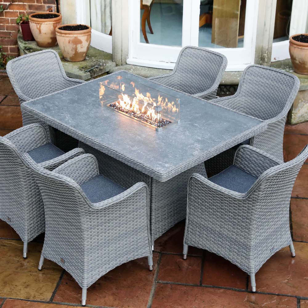 Supremo Catalan Rectangular 6 Seat Firepit Set