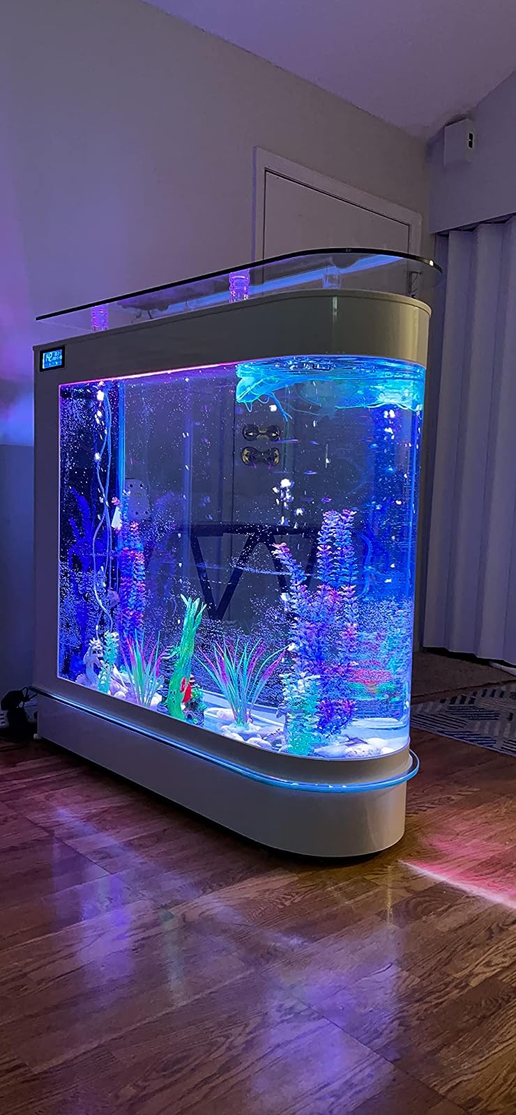 124Gal LED Aquarium Kit Upright Fish Tank Large Glass Fishbowl.