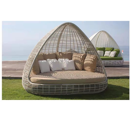 【Home&Garden】【BS】Outdoor leisure bed beach bed rattan bed sofa birdcage garden rattan chair indoor furniture rattan bed round bed recliner