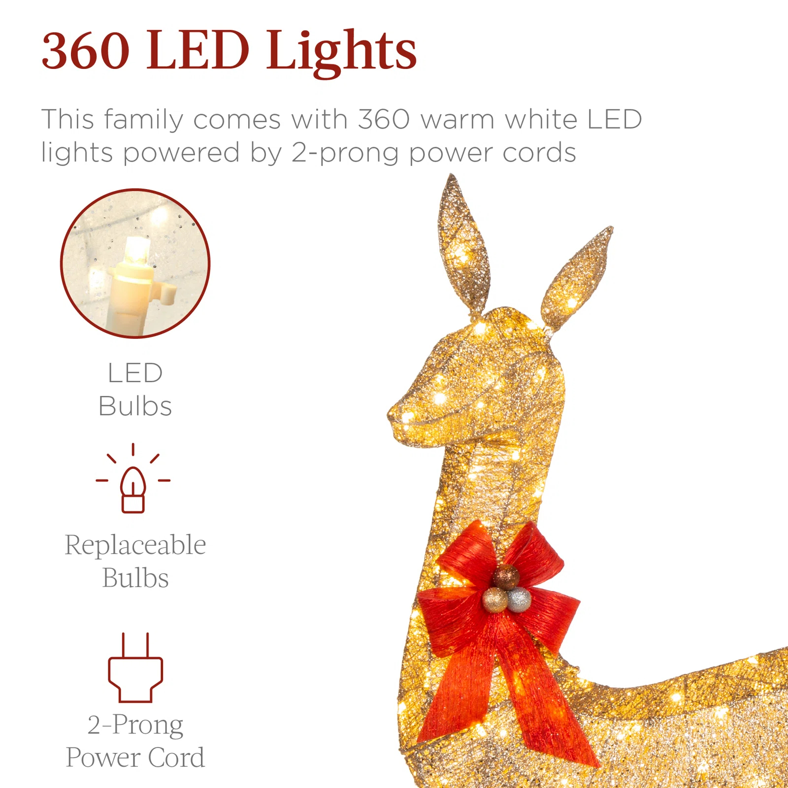 【Décor】【BS】3 Piece Christmas Deer Light Display Set