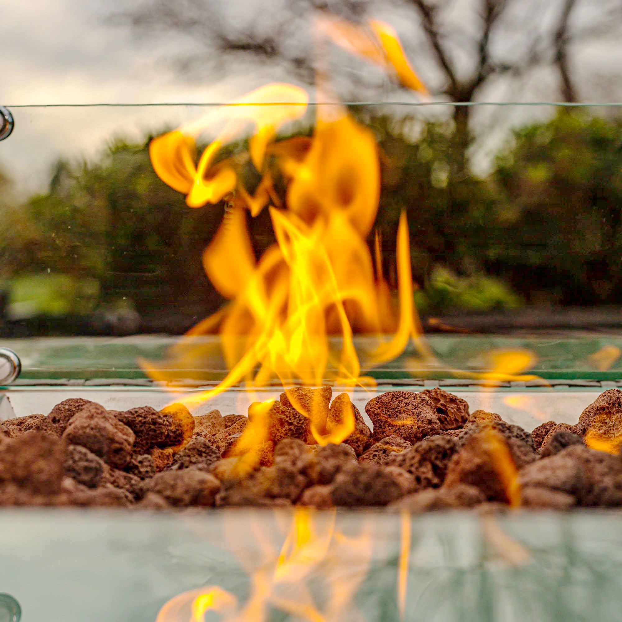 Bracken Outdoors Dakota Casual Dining Rectangular Corner Sofa Set with Firepit Table