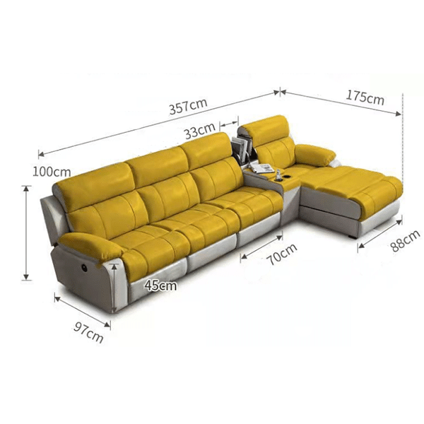Leather electric function sofa leather art large and small apartment combination living room furniture modern minimalist zero wall decoration