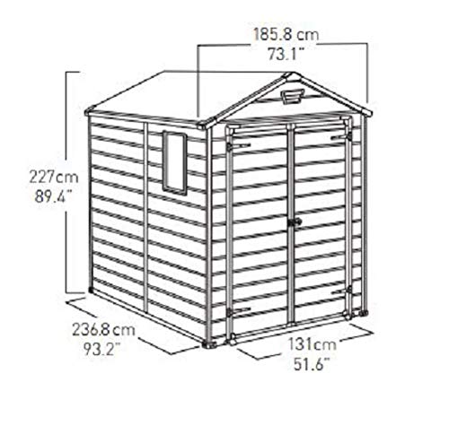 6x8 ft Keter Manor Outdoor Garden Storage Shed, Beige