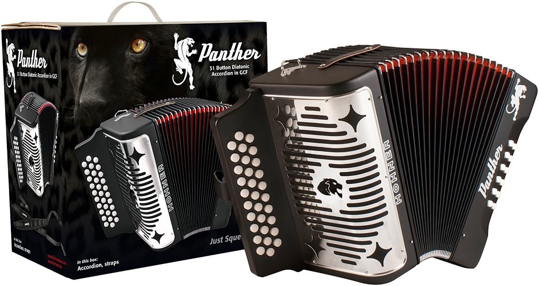 HOHNER 3100FB Accordion, 12x7.5 in, Matte Black, FBE Key, Straps and Book Included