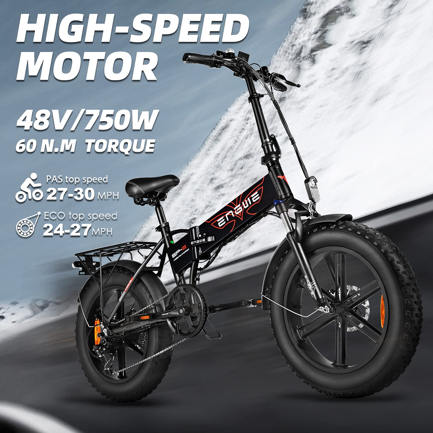 【Sports&Outdoors】750W Folding Electric Bike for Adults 20