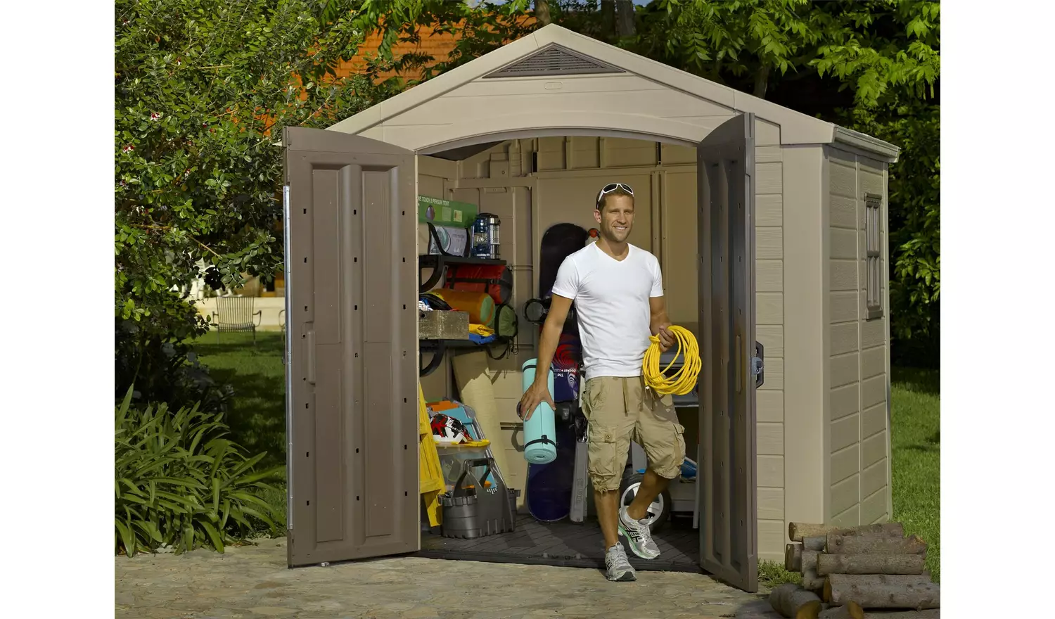 Keter Factor Apex Garden Storage Shed 8 x 6ft – Beige/Brown