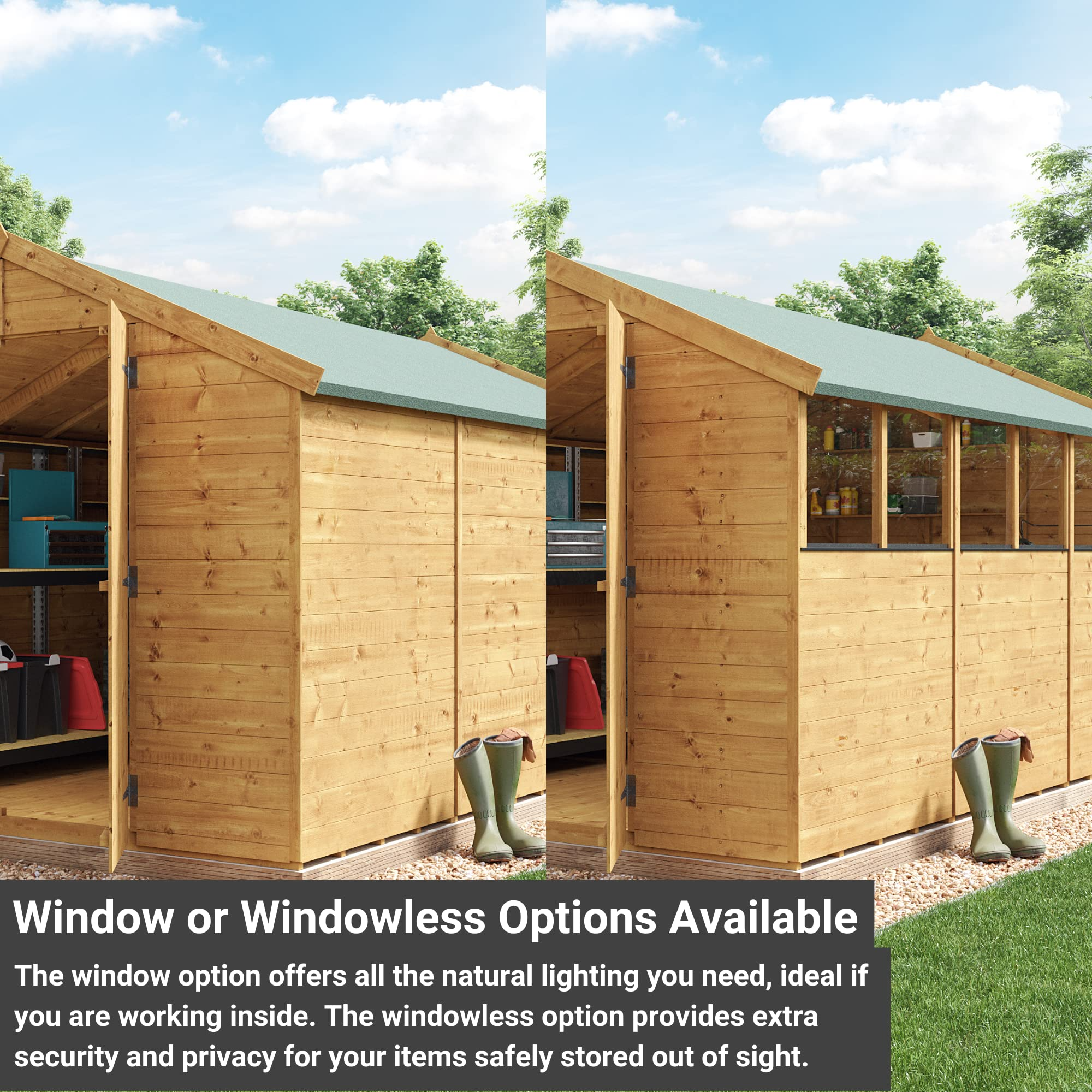 【Storage Shed】Garden Shed with Floor | Wooden Garden Storage Shed with Apex Roof & Felt Included